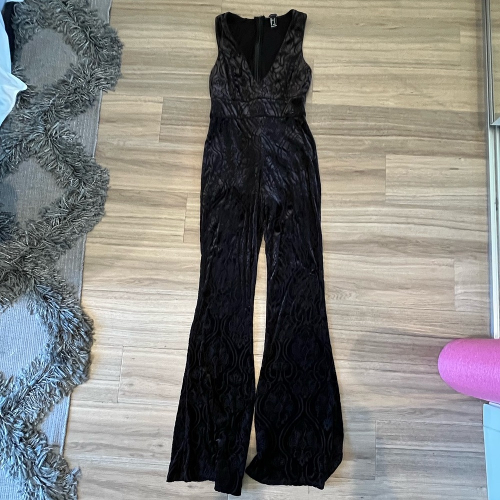 Black velvet jumpsuit